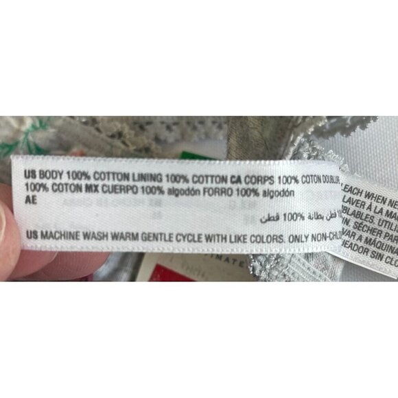 Charter Club Intimates Ladie's Gray Floral Cotton Lace Thong Underwear Large NEW - Picture 7 of 7